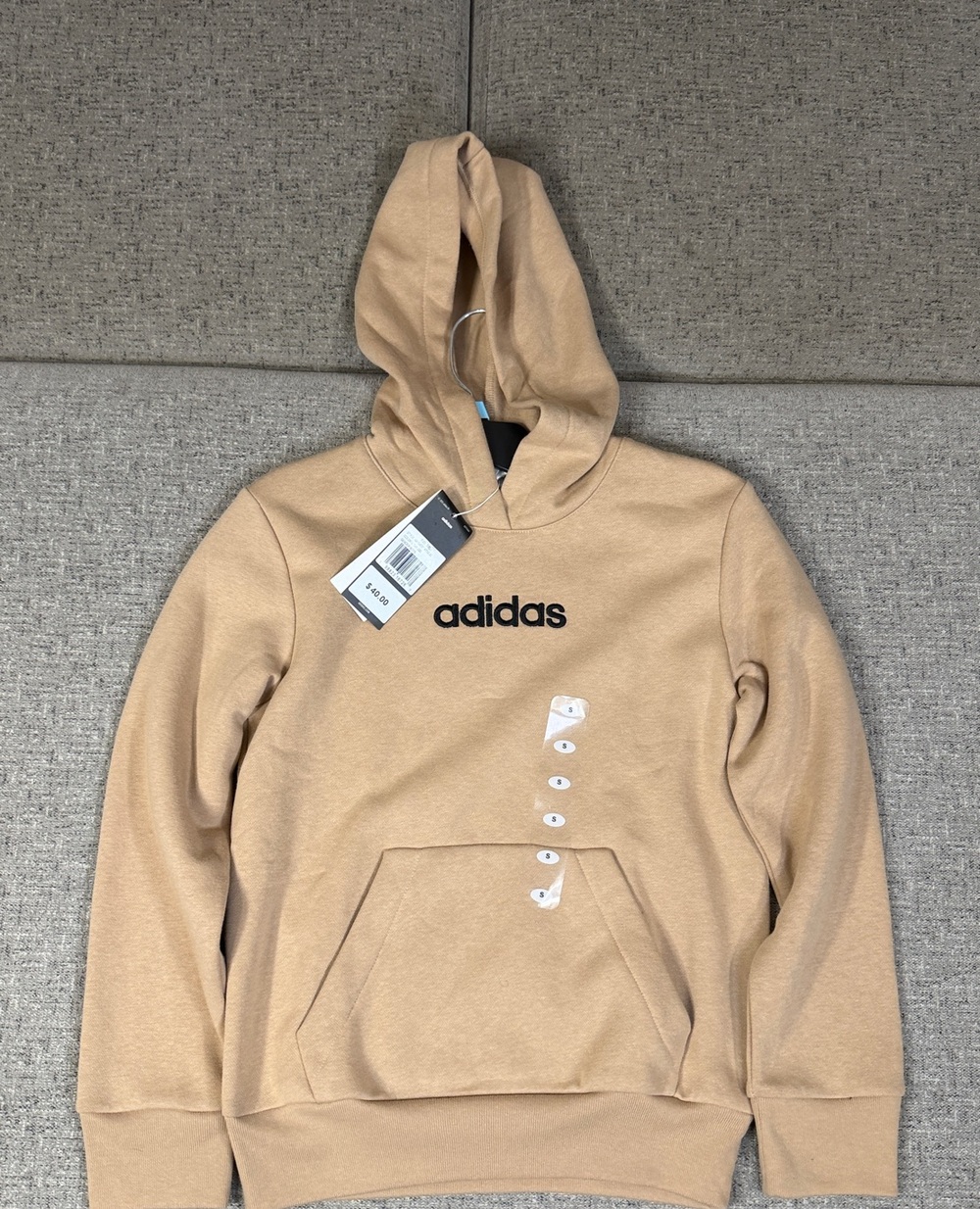 adidas Tan Crewneck Hoodie with Black Logo